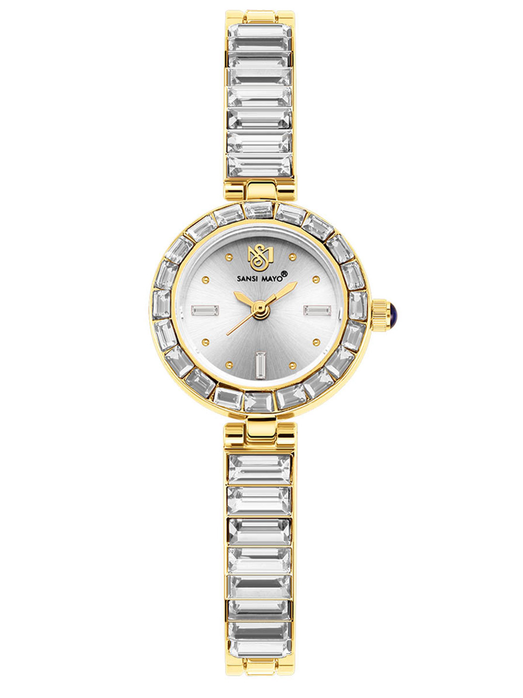 SANSIMAYO Women Stainless Steel Bracelet Style Straps Analogue Watch SM-L-243-G-G-GR