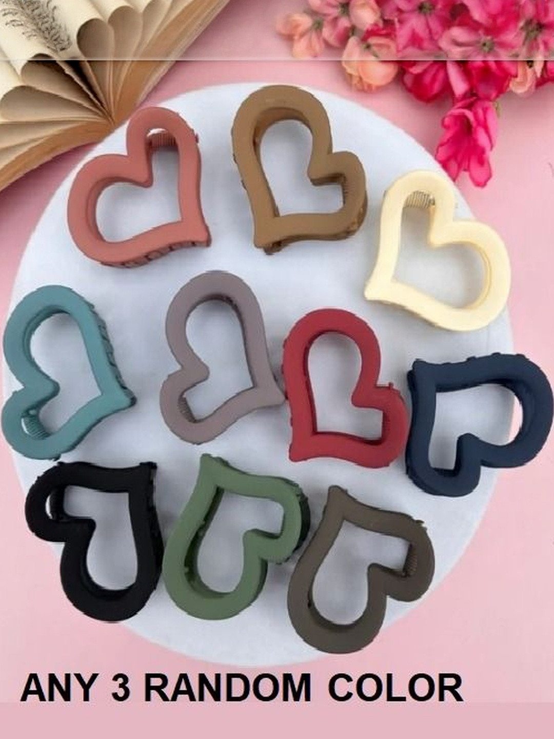 DIVASTRI Women Set of 6 Matte Heart & Rectangle Claw Clip