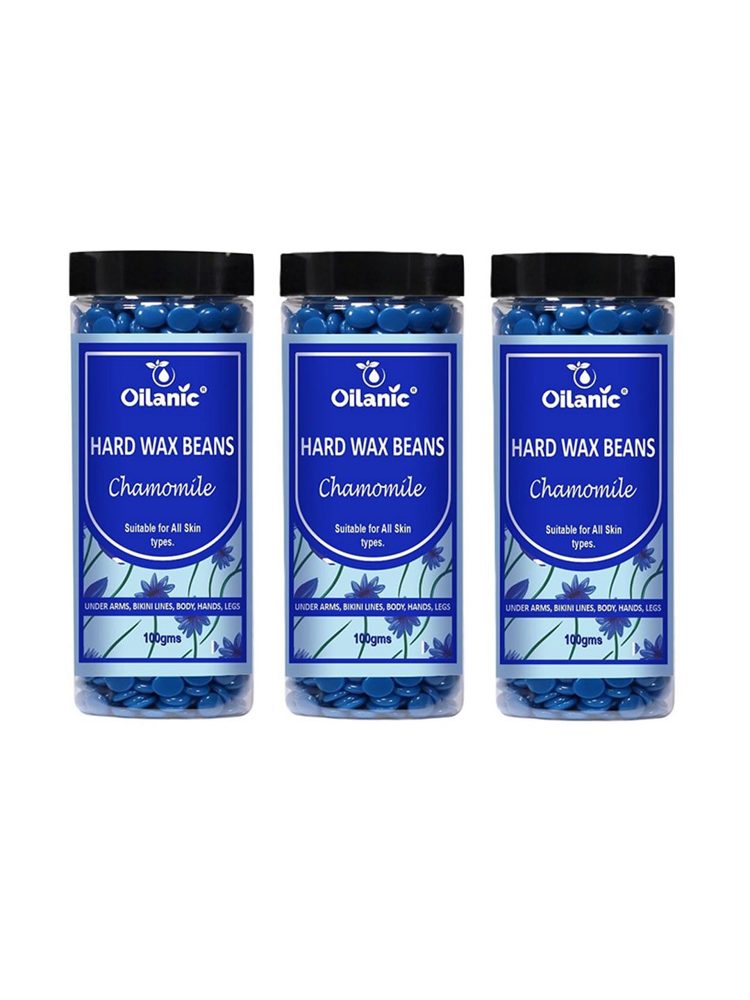 Oilanic Set Of 3 Chamomile Extract Brazilian Hard Wax Beans For Hair Removal - 100 g Each