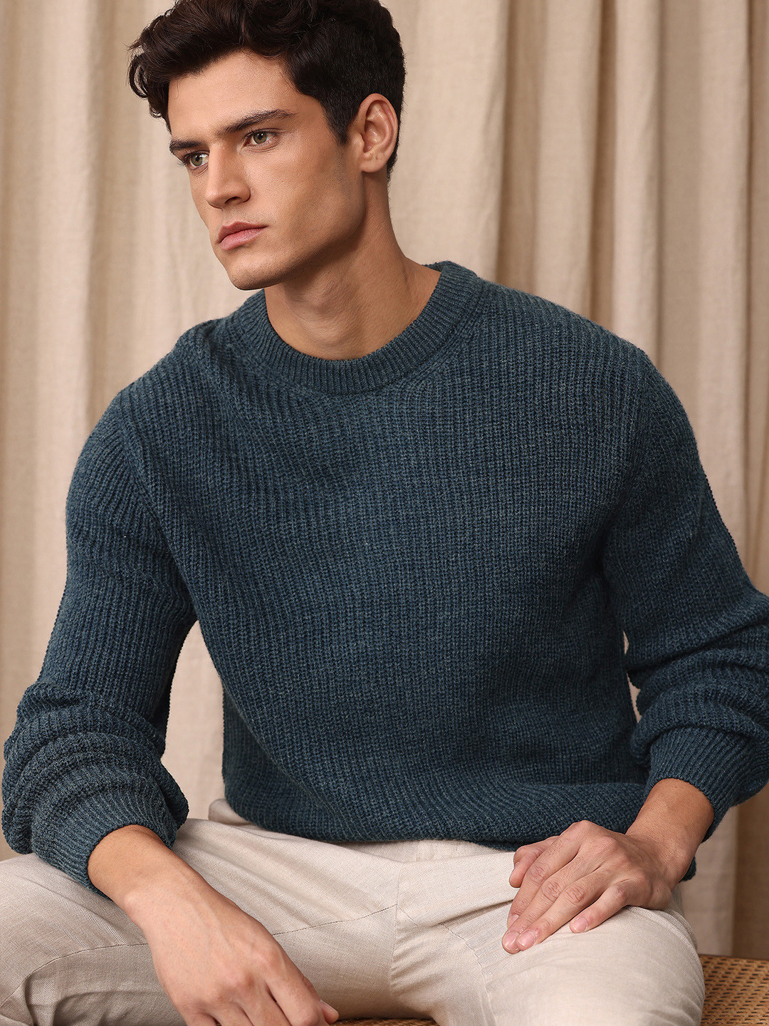 Mr Bowerbird Chunky Rib Tailored Fit Pullover Sweaters