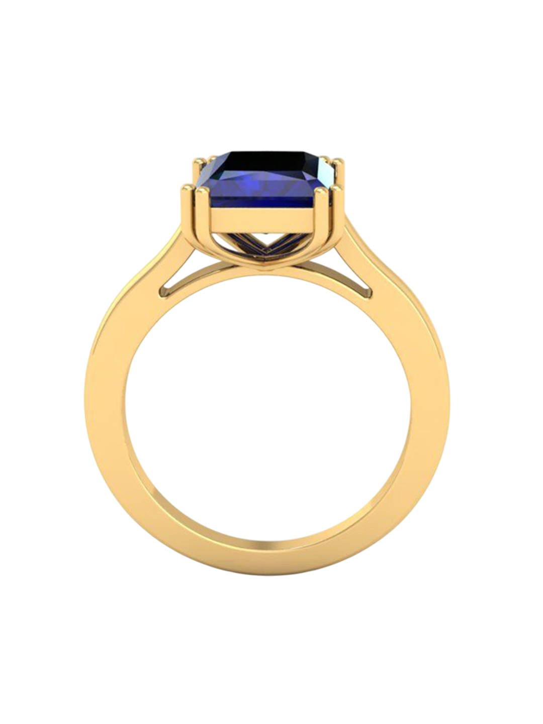 Eddicted 925 Sterling Silver 14K Gold-Plated Sapphire Studded Finger Ring