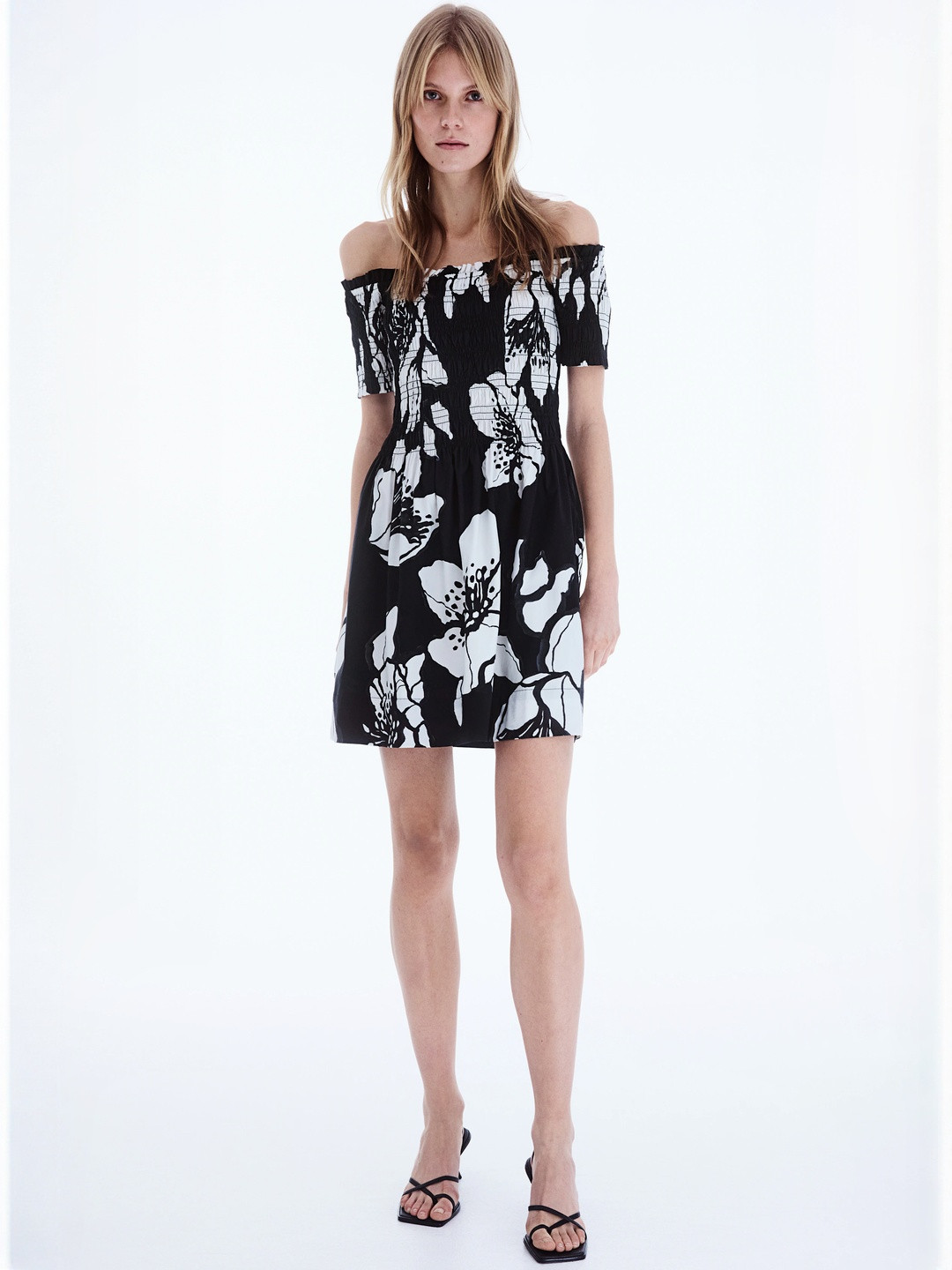 H&M Printed Smocked-Top Dress