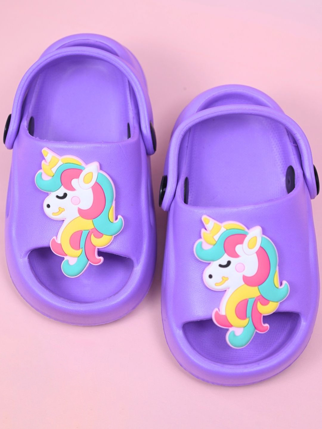 Yellow Bee Girls Self Design Unicorn Clogs