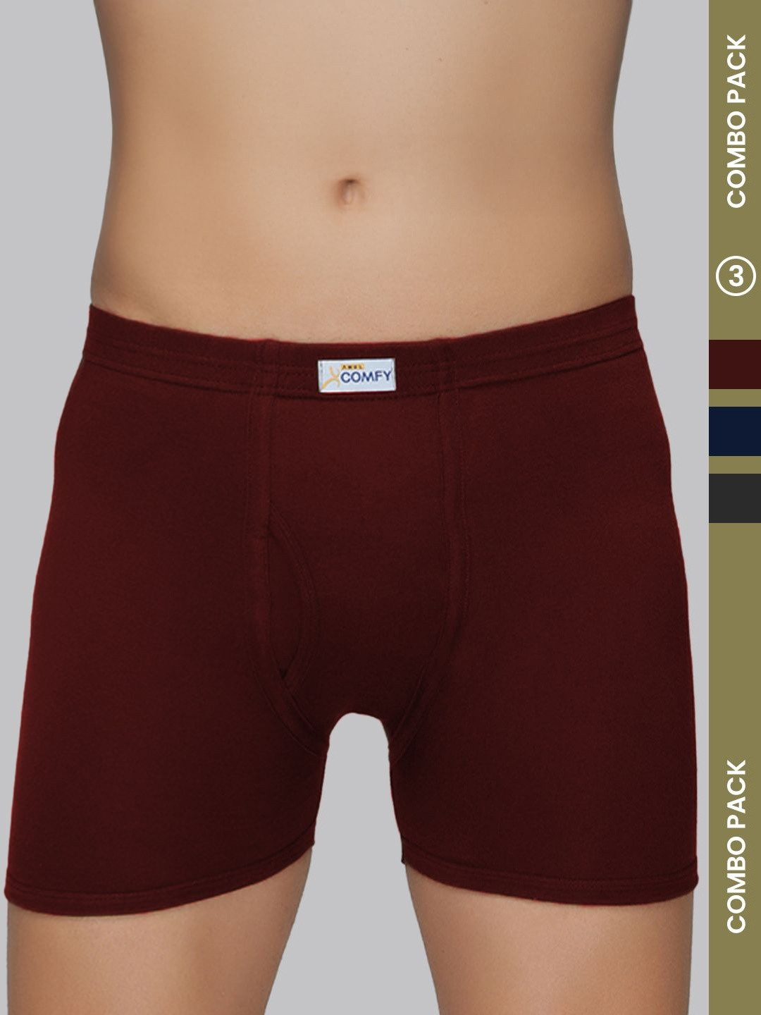 Amul Comfy Men Pack of 3 Pure Cotton Multicolour Long Trunk