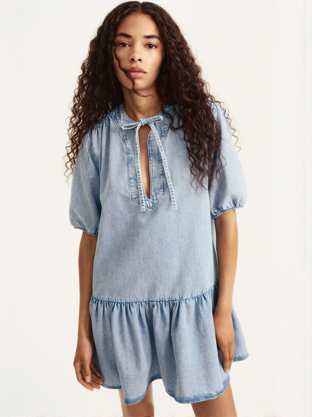 H&M Flared-Hem Denim Dress