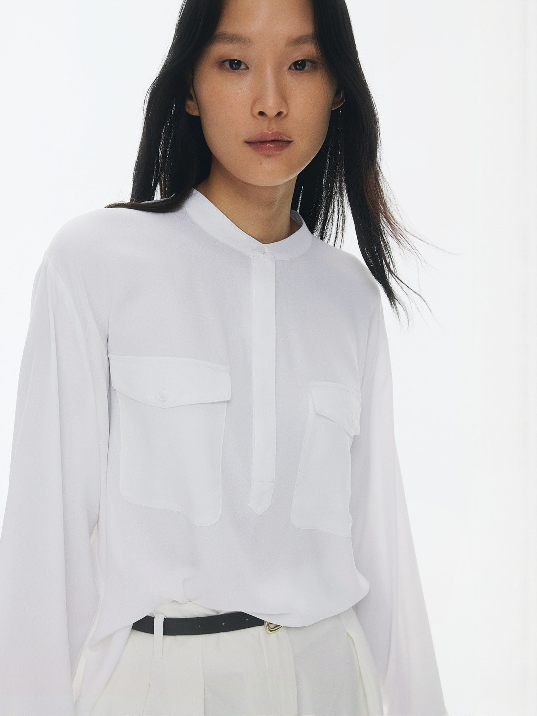 H&M Band-Collar Blouse