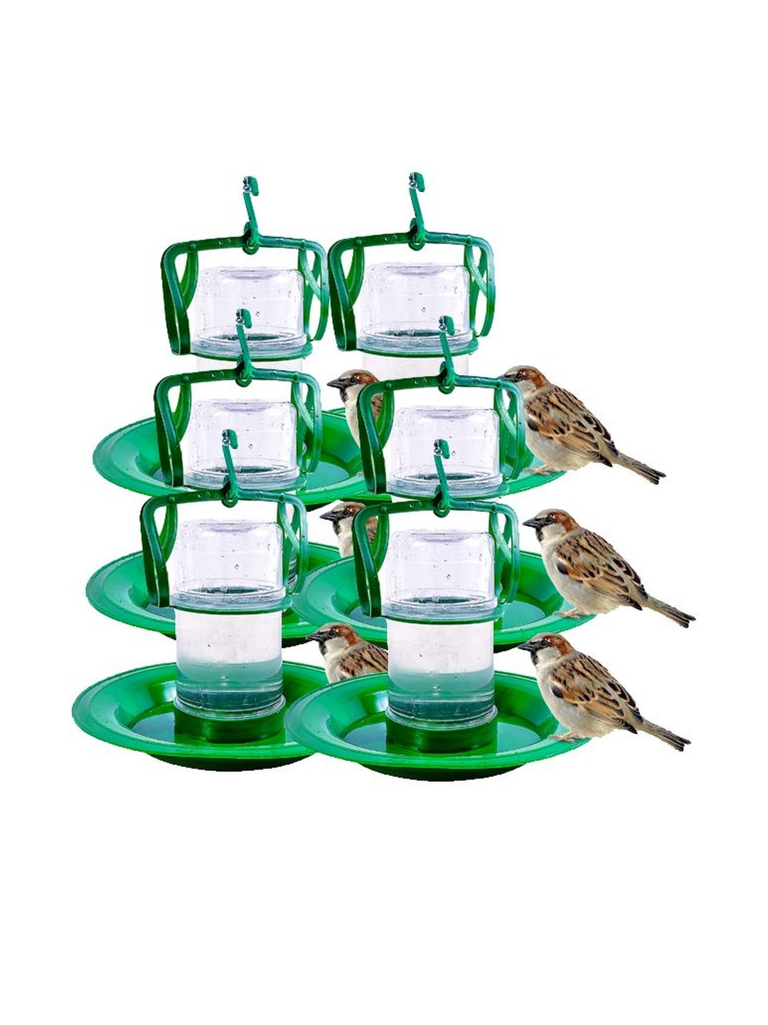AMIJIVDAYA Green Pack Of 6 Small Water Feeder For Birds With Hanging Hook