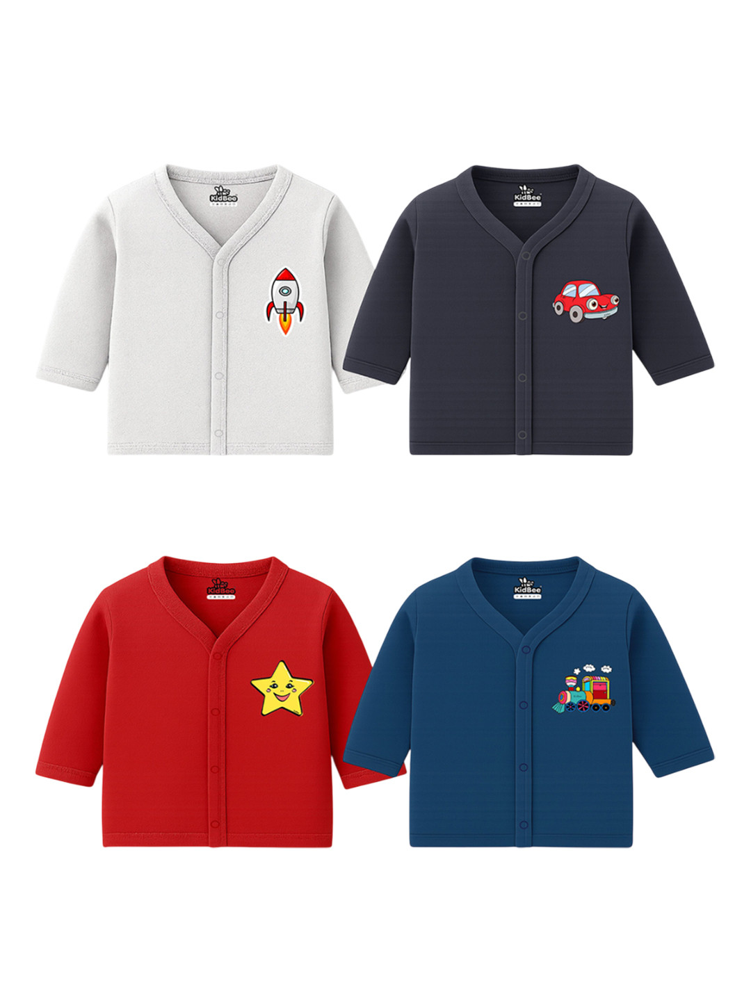 KidBee Infants Kids Pack Of 4 Printed Cotton Breathable Jhablas 1010-PL-JFS-4PC