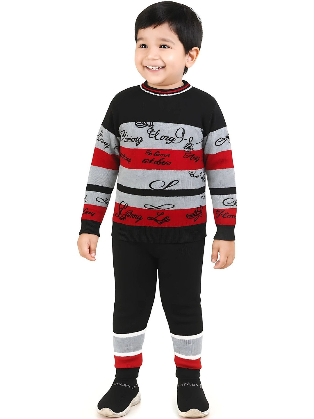 GTWO Unisex Kids Striped Woollen Pullover