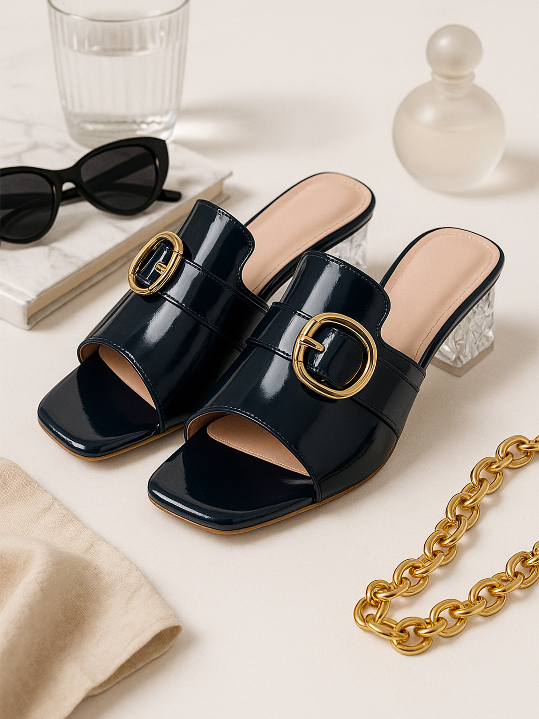 BLINDER Women Casual Block Heel Sandals with Buckles