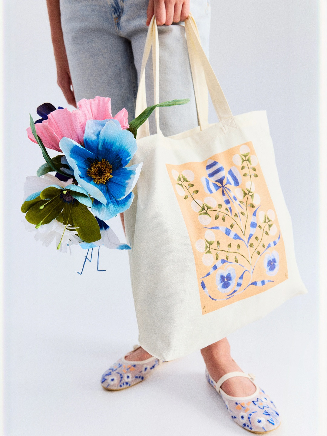 H&M Printed Canvas Tote Bag