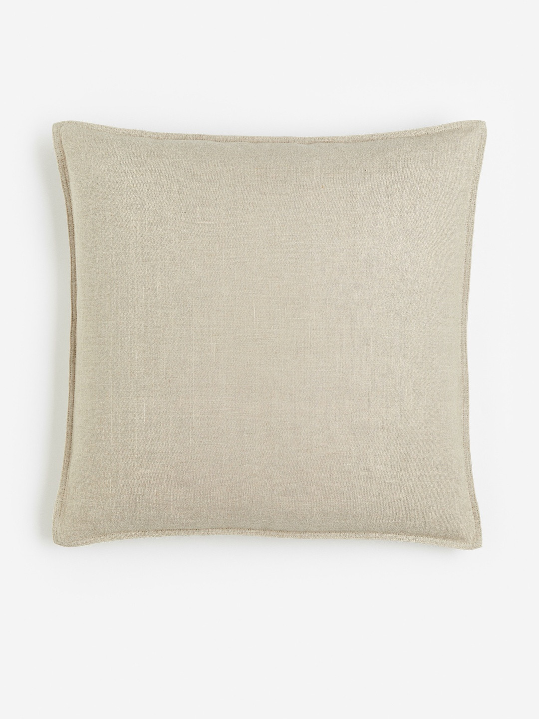 H&M Beige Linen Breathable Square Cushion Cover - 23.6 x 23.6 Inches