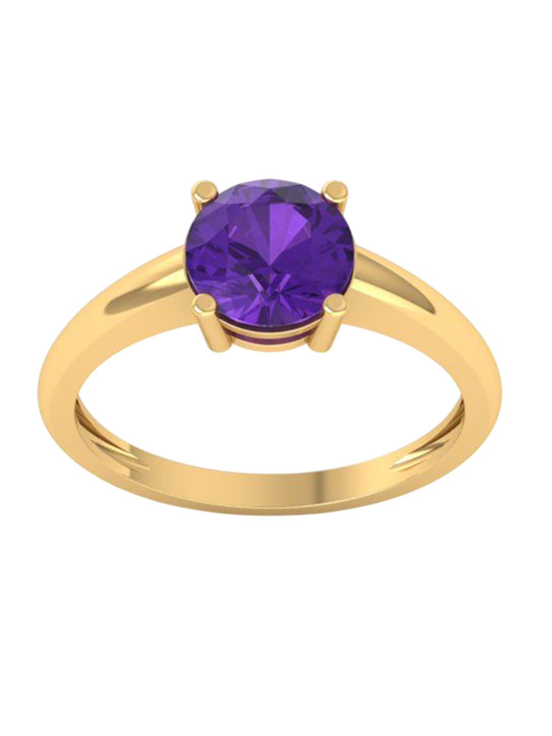 Eddicted 925 Sterling Silver 14K Gold Plated Amethyst Studded Finger Ring