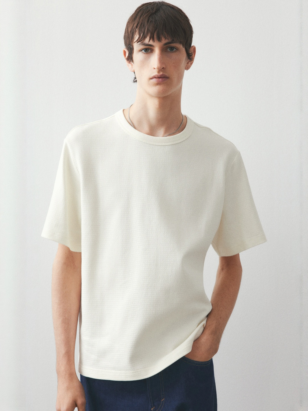 H&M Regular Fit Waffled T-shirt