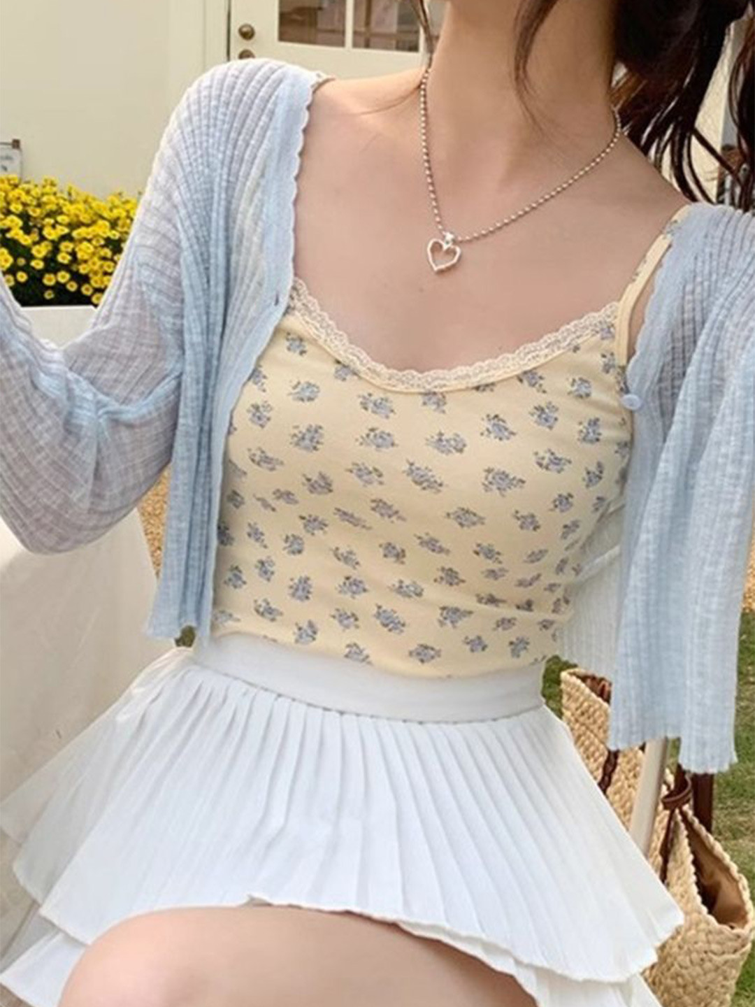 LULU & SKY Women Striped Scallop Edge Crop Cardigan