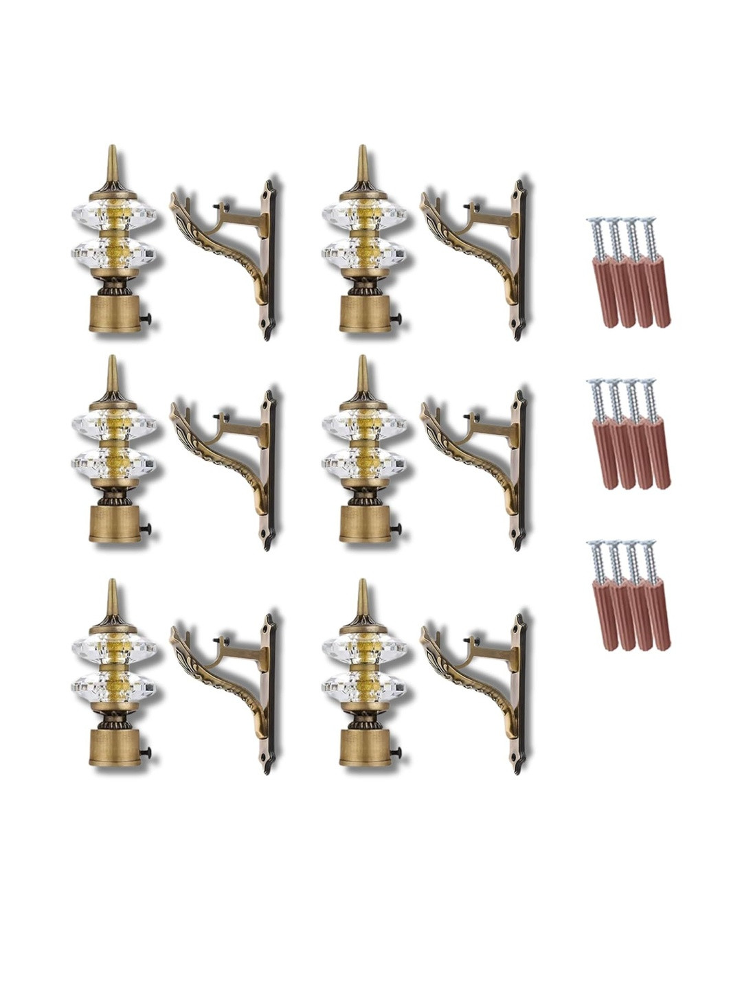 GLOXY Brown Pack of 12 Aluminium Double Diamond Curtains Brackets