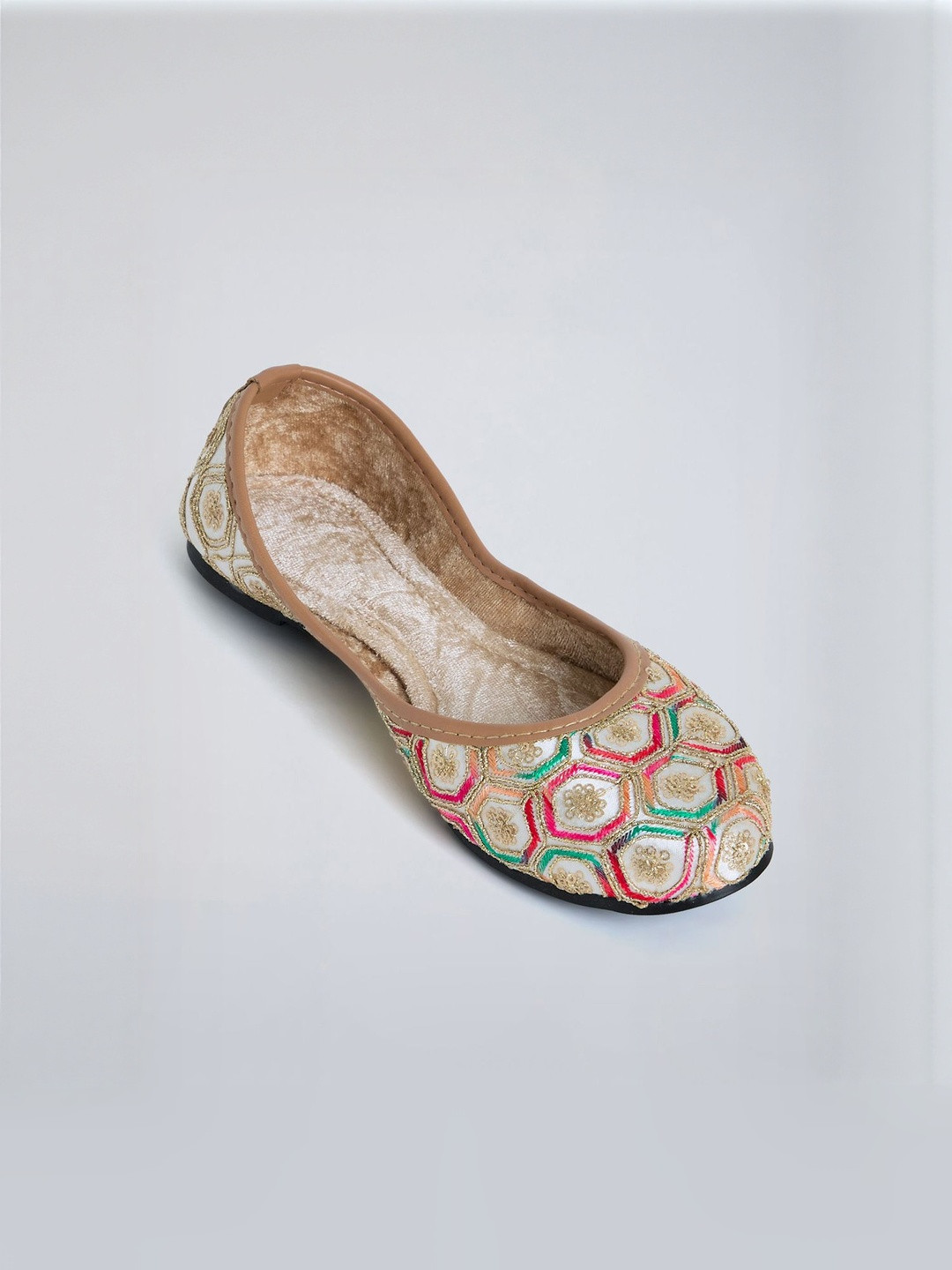 Hopscotch Women Multi Round Toe Traditional Leather Slip-On Embroidered Jutti