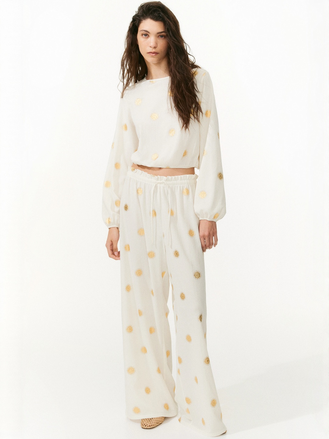 H&M Crinkled Jersey Drawstring Trousers