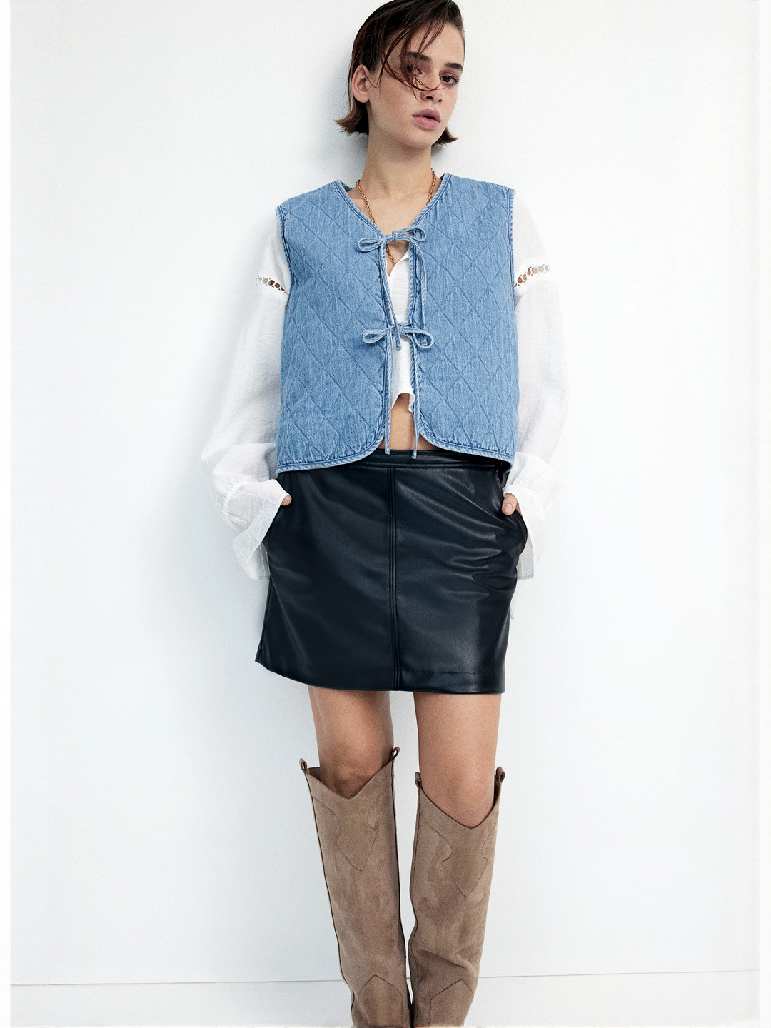 H&M Quilted Denim Gilet