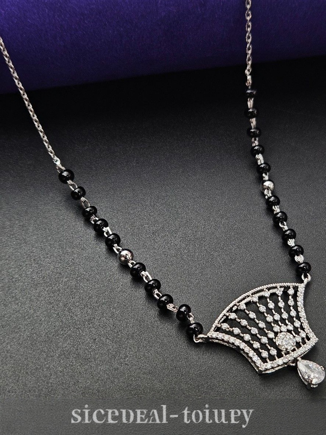 PARASMONI Black Beads Beaded Silver Mangalsutra