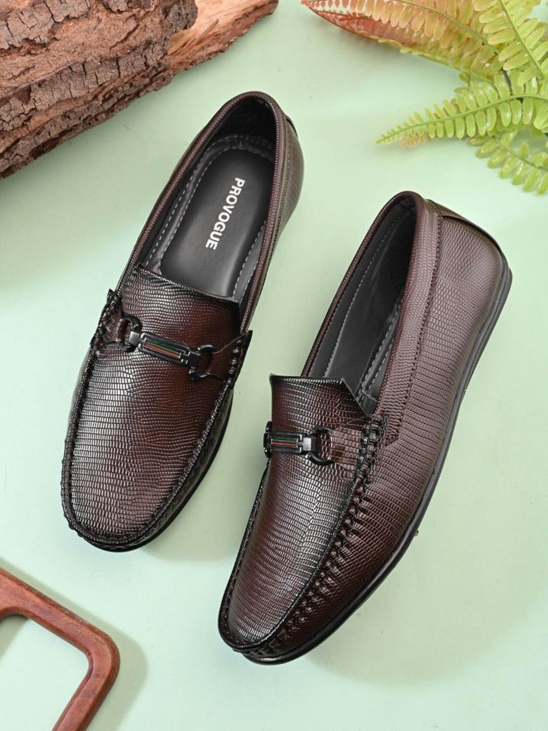 Provogue Men Textured Slip-On Embossed Loafers