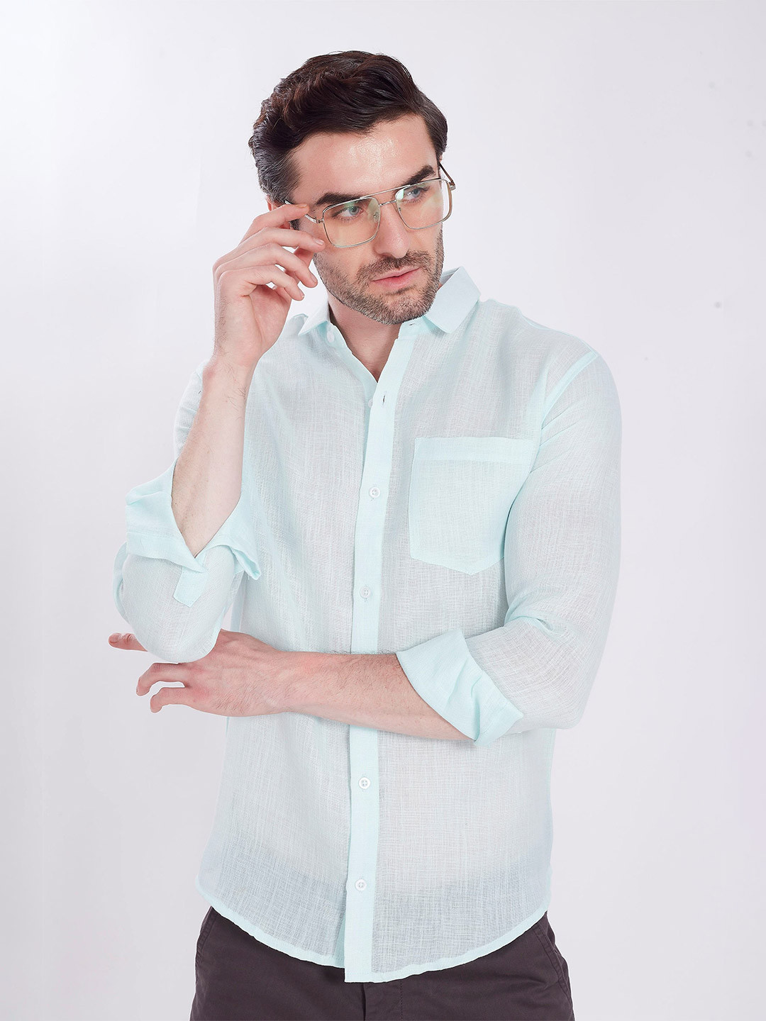 DIVISIVE Men Slim Fit Semi Sheer Casual Shirt