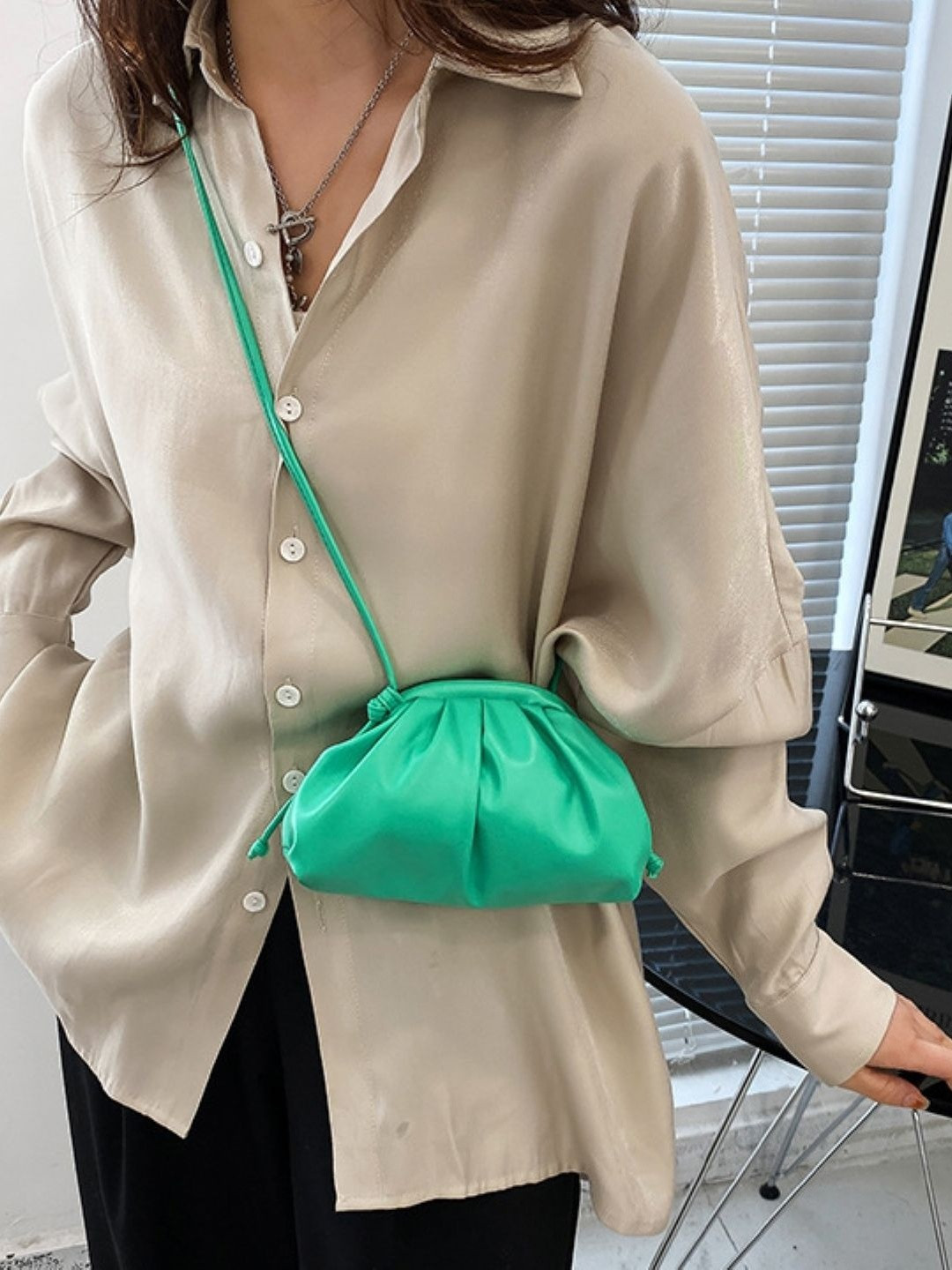 CORSICA Women Green Solid Polyester Bucket Small Casual Shoulder Bag