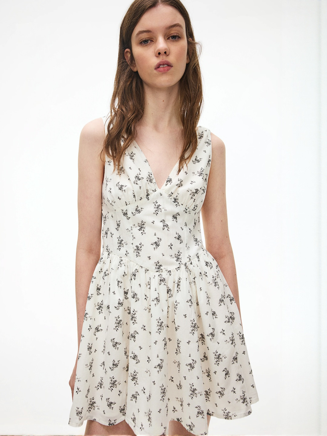 H&M Floral Print Fit & Flare Pure Cotton Mini Dress