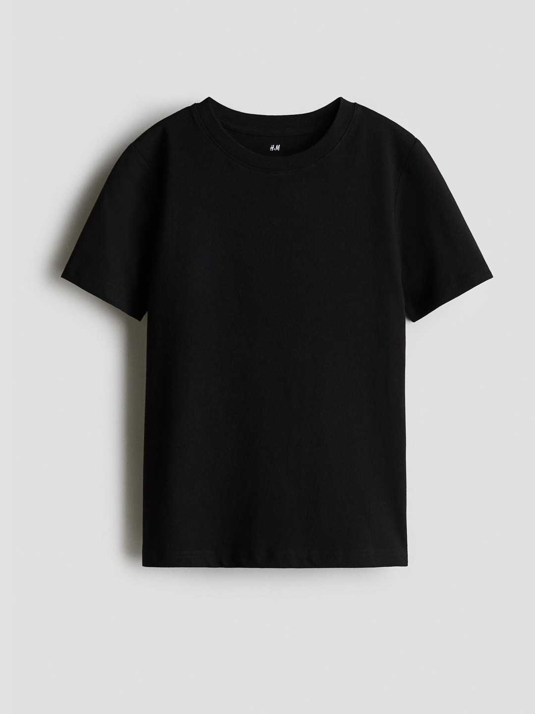 HM Boys Black Solid Pure Cotton T-shirt