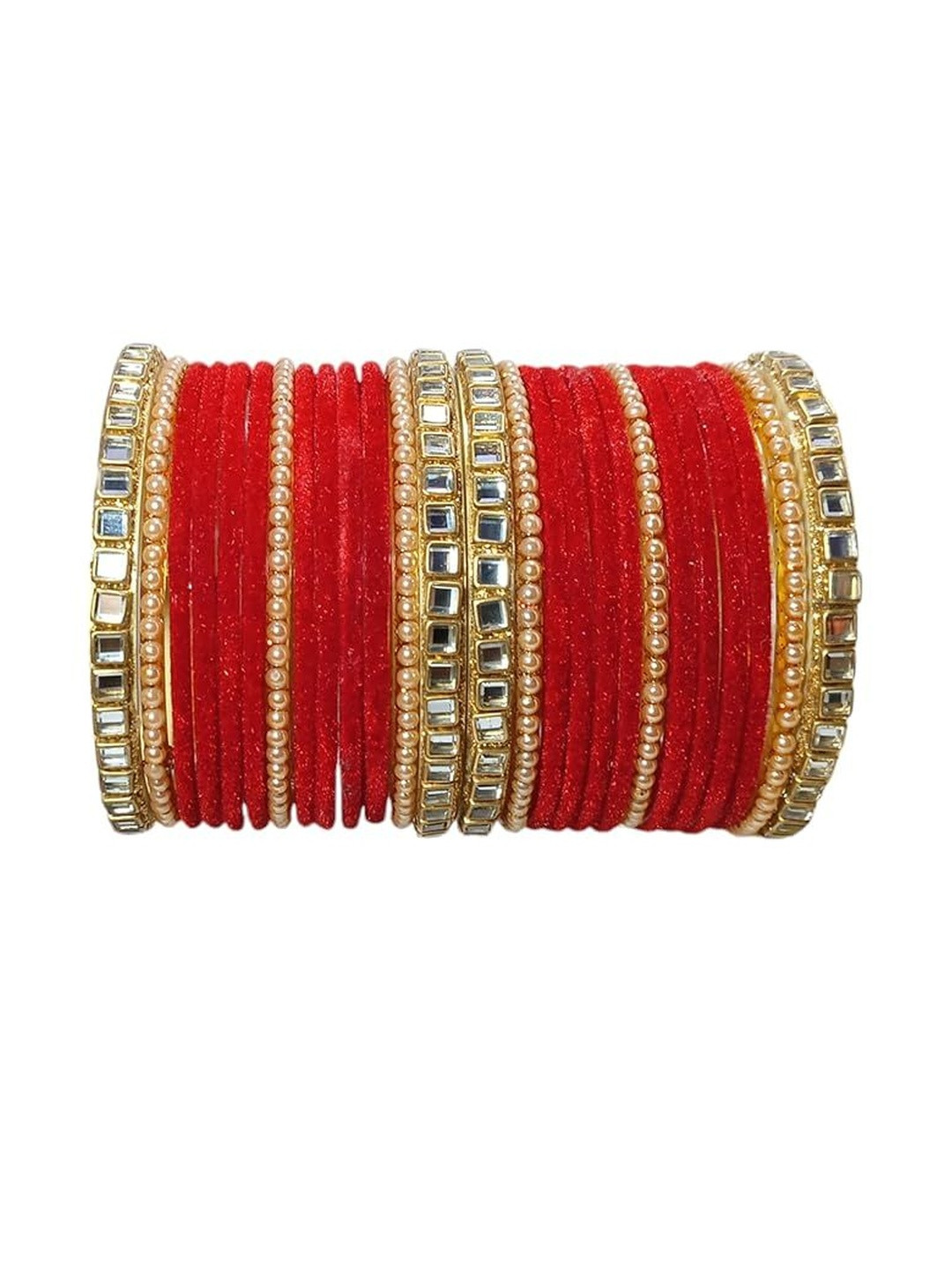 Yaara fashion Glass Velvet Bridal Chuda Set