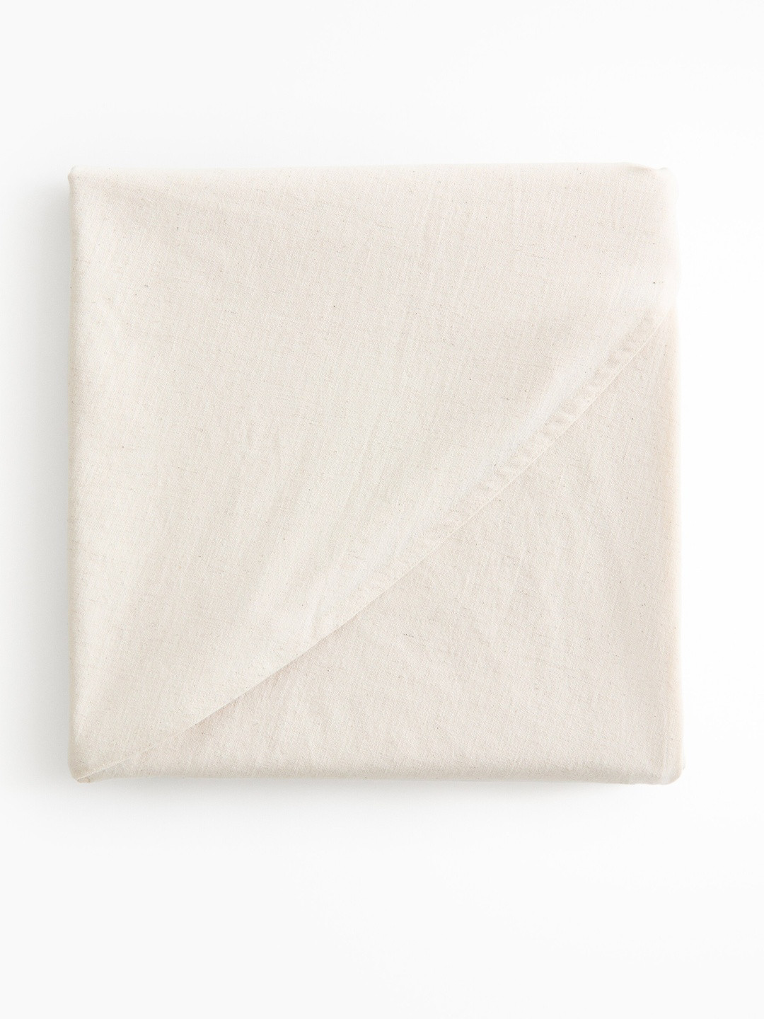 H&M Beige Solid Round Linen-Blend Tablecloth