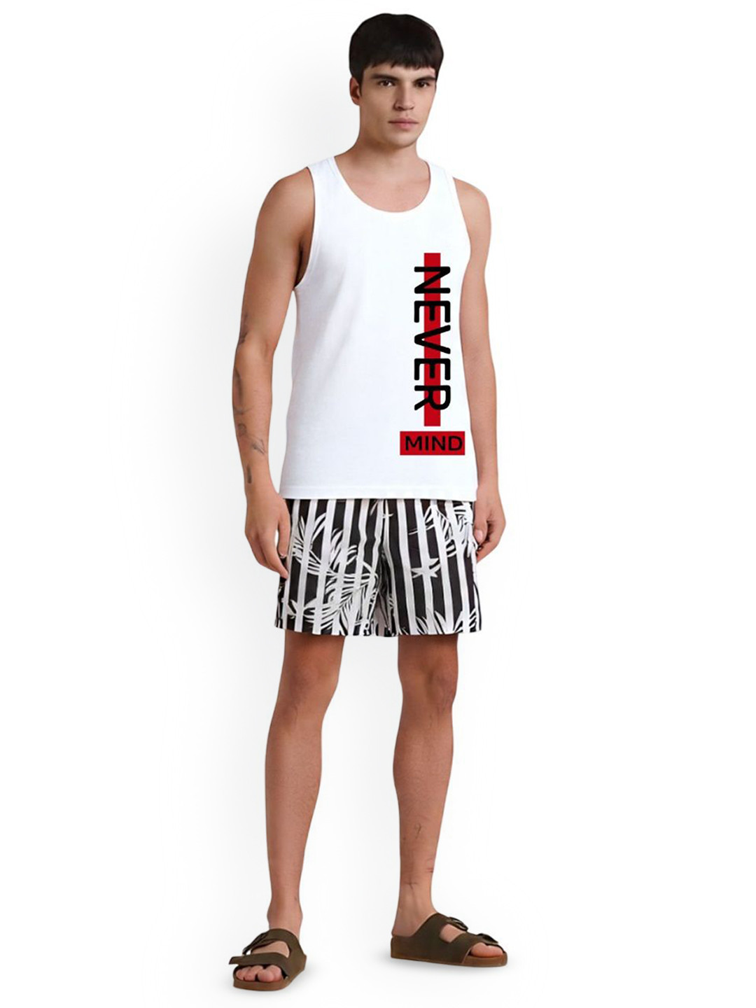 Kasendra Men Printed Round Neck Gym Vest