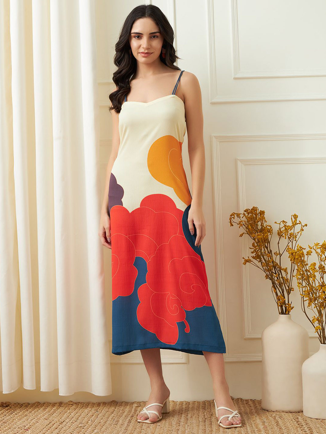 DAARI Abstract Printed Shoulder Straps Dress