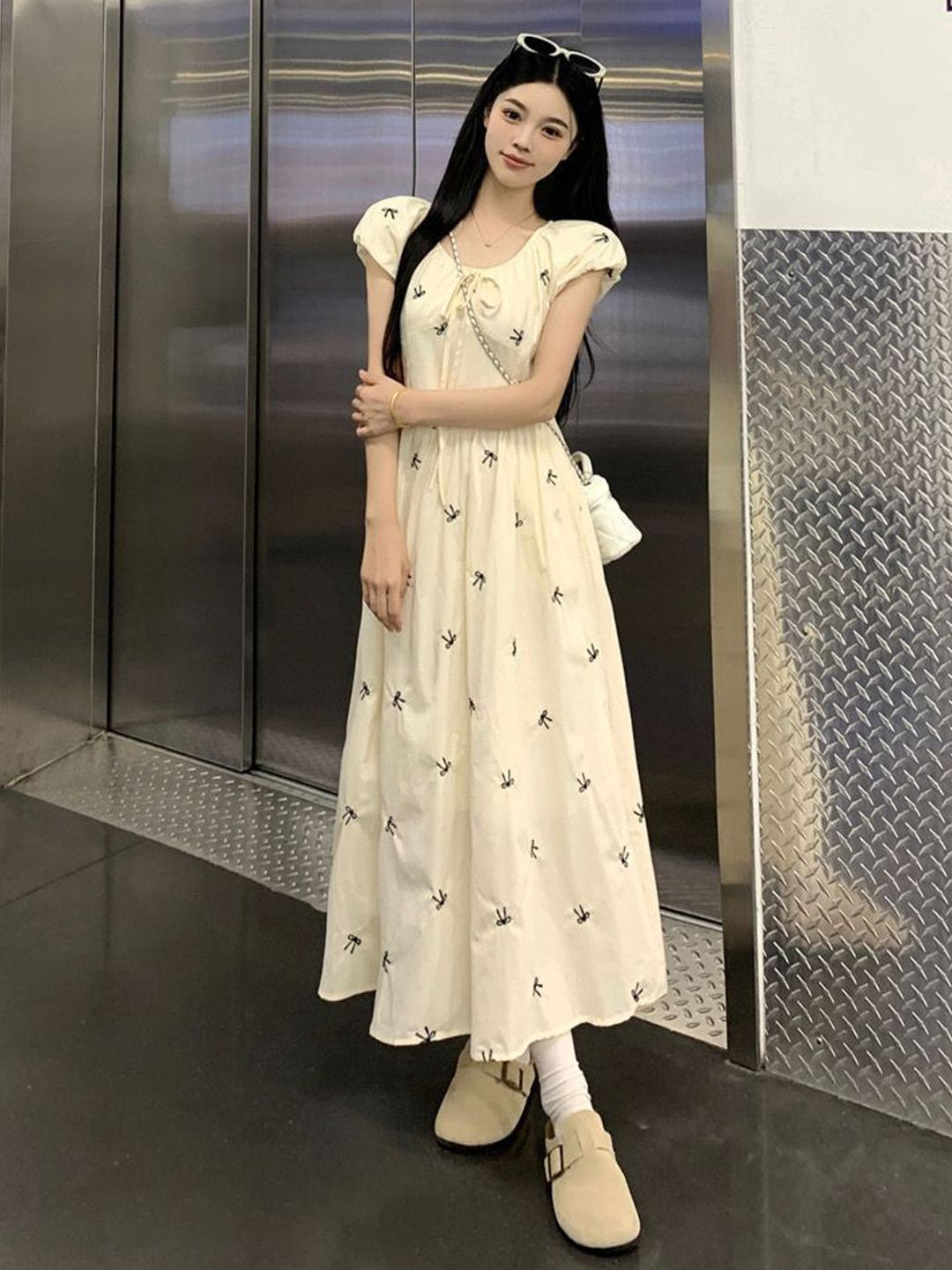 StyleCast Graphic Printed Tie-Up Corset Midi Dress