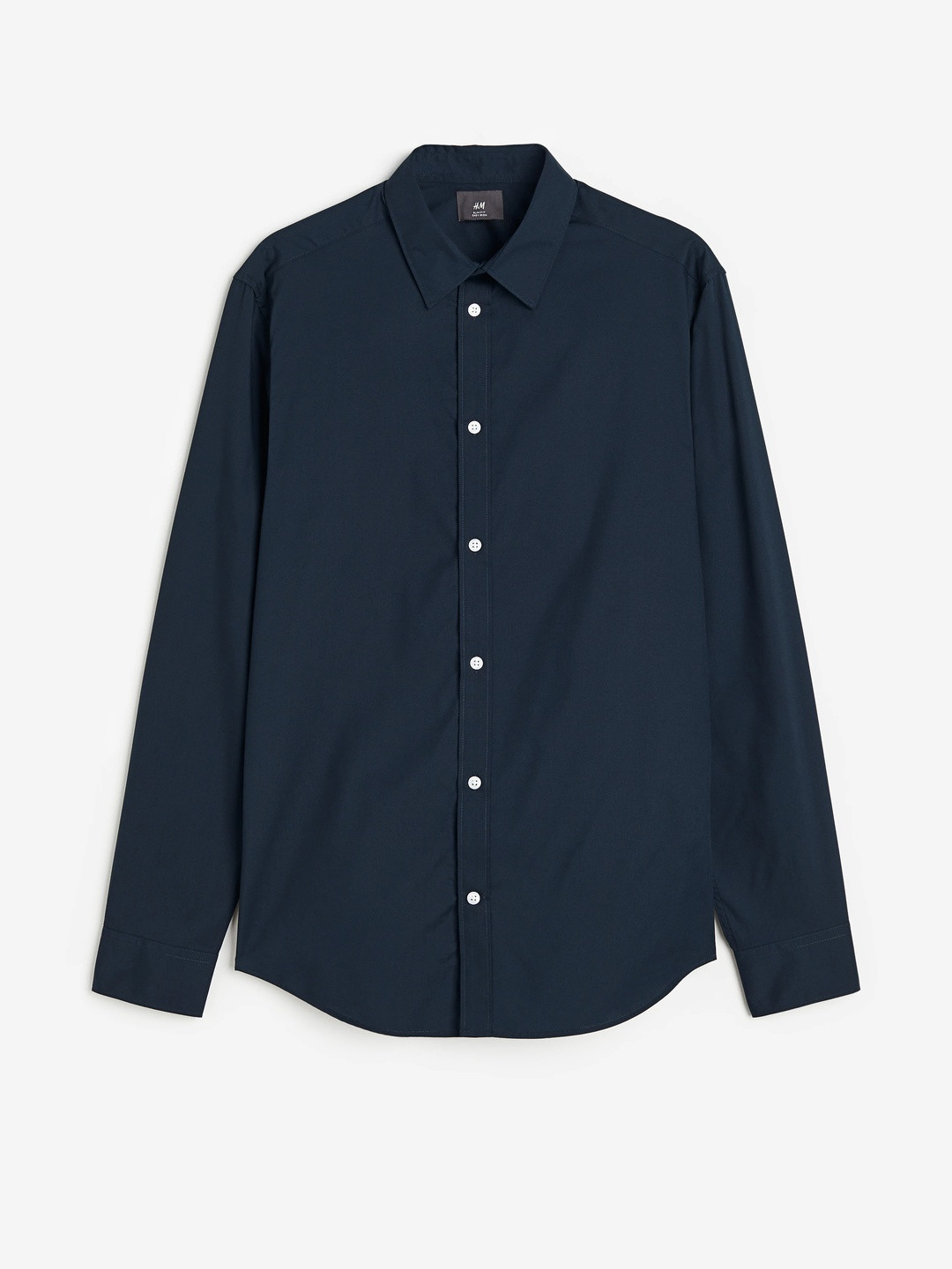 H&M Men Navy Blue Slim Fit Easy-Iron Shirt