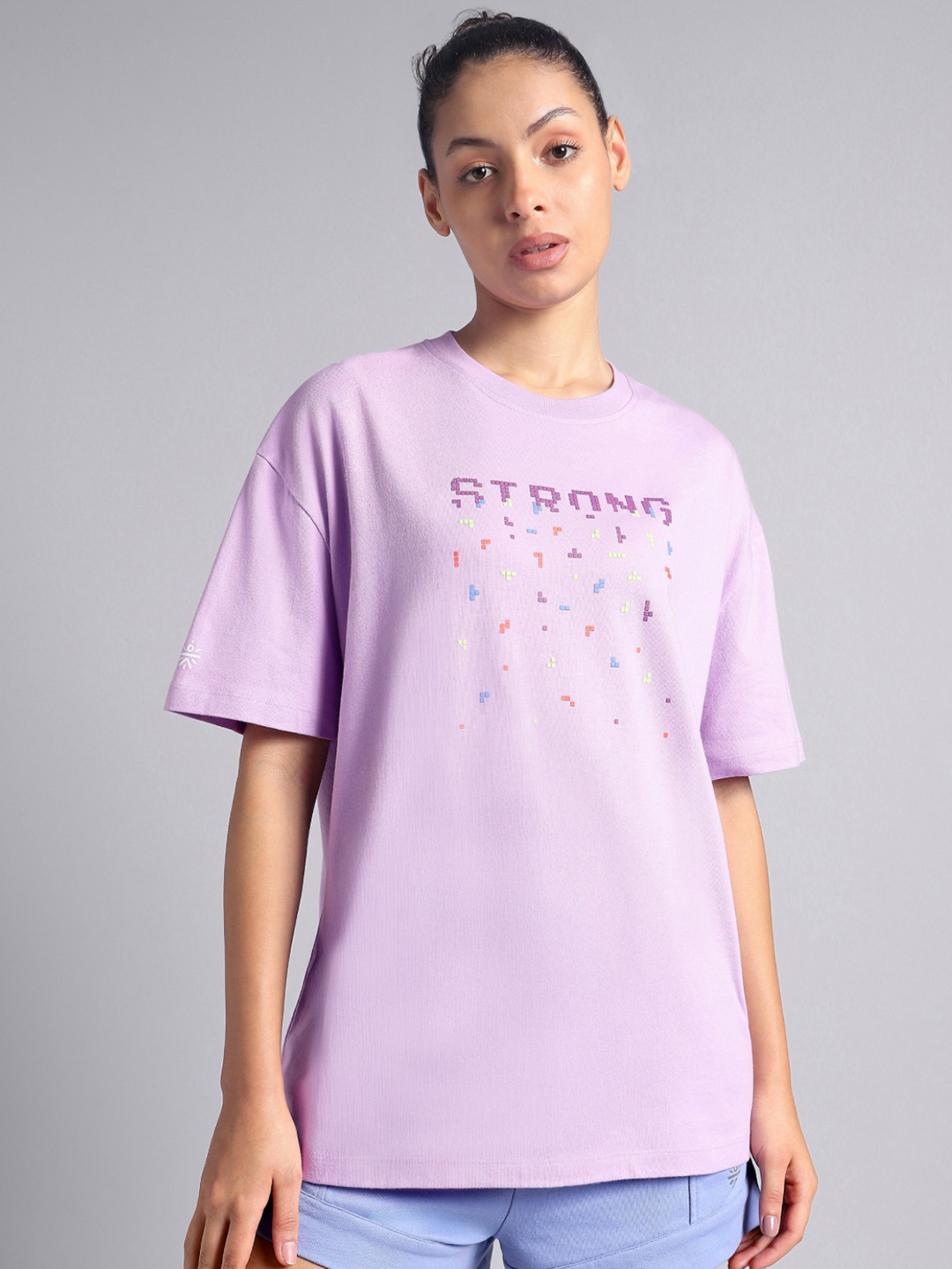 CULT Women Purple Graphic Oversized T-shirt