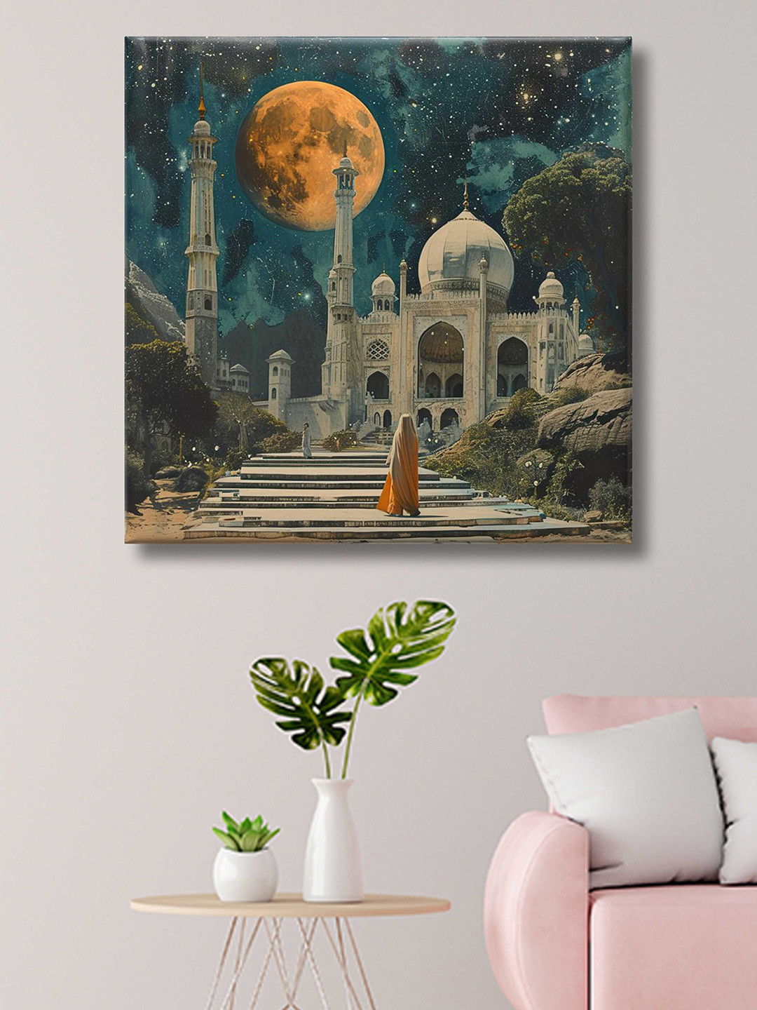 SAF Blue & Mustard 1 Piece Canvas Other Wall Paintings