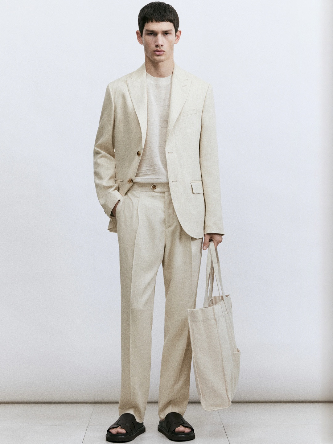 H&M Regular Fit Linen-Blend Jacket