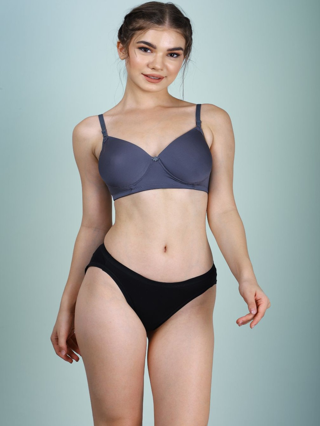 HERE&NOW Women's Nylon Pack of 3  Soft Wire-Free Full Coverage Bras