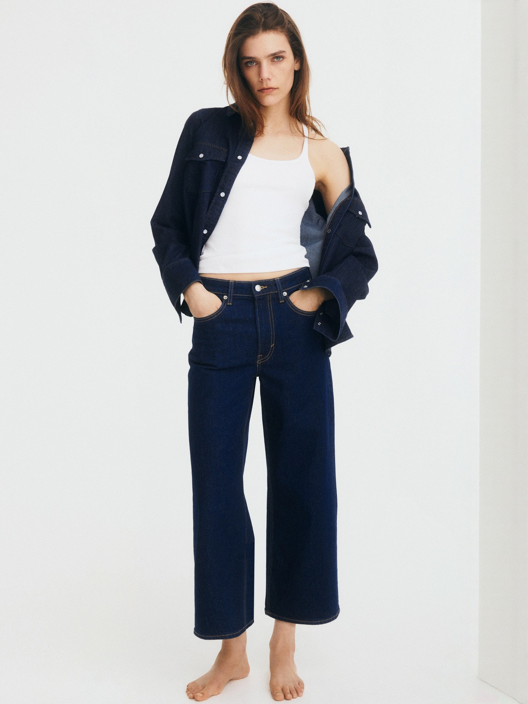 H&M Wide High Cropped Jeans
