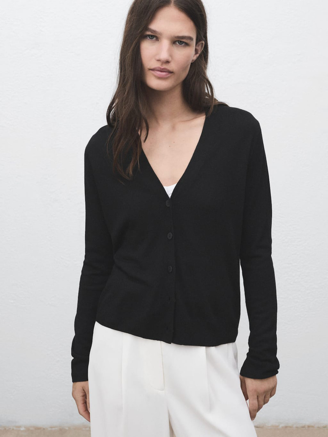 MANGO V-Neck Knitted Cardigan