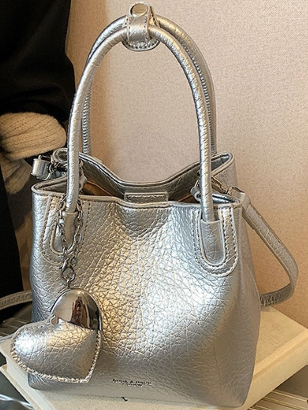 CORSICA Women Silver Solid Half Moon PU Regular Casual Handheld Bag