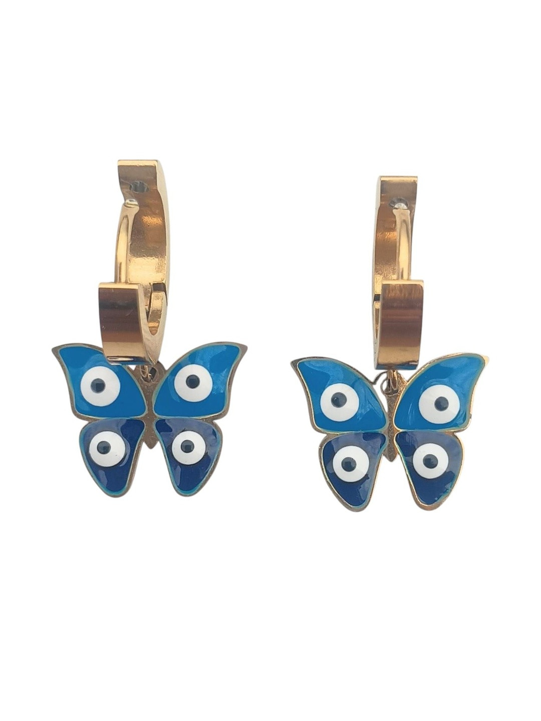 Klean & Care Butterfly Evil Eye Hoop Earrings