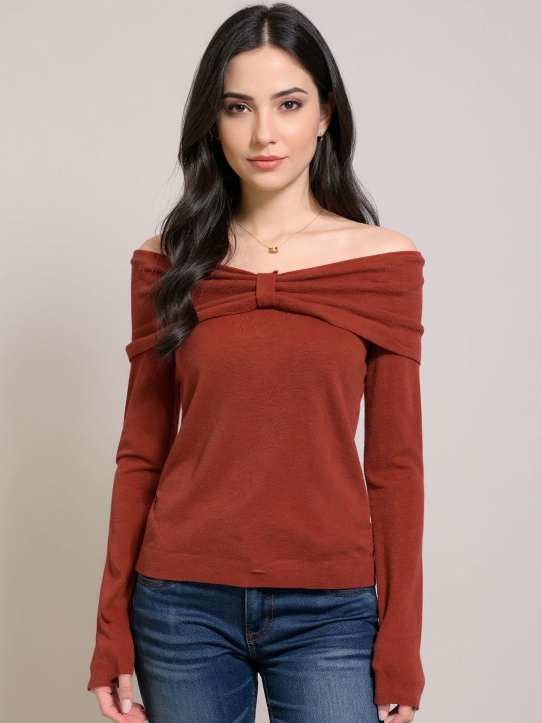 bebe Women Off-Shoulder Long Sleeves Sweaters