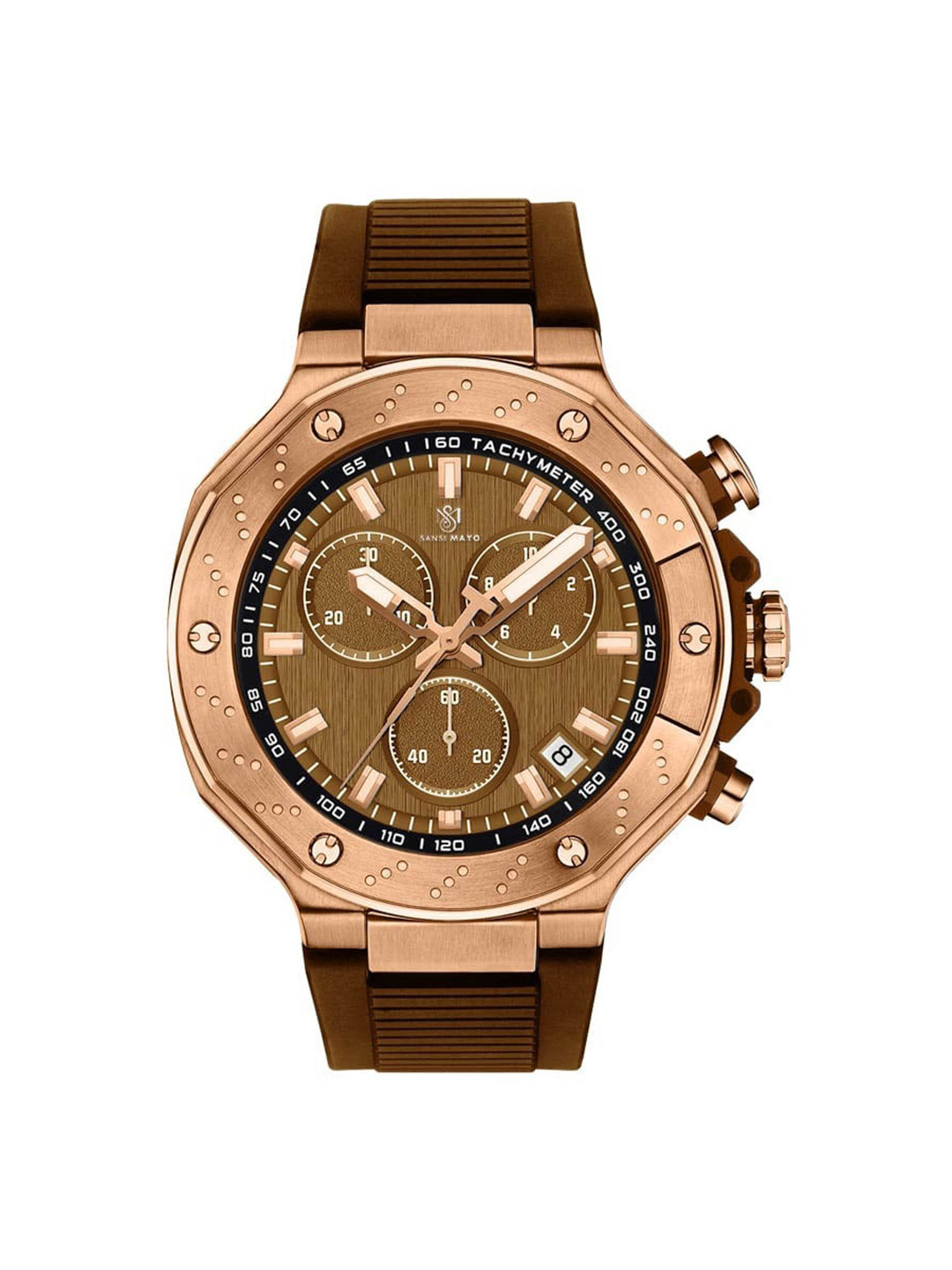 SANSIMAYO ROMANO Men Dial & Bracelet Style Straps Analogue Watch SM-M-228-BR-RG-BR