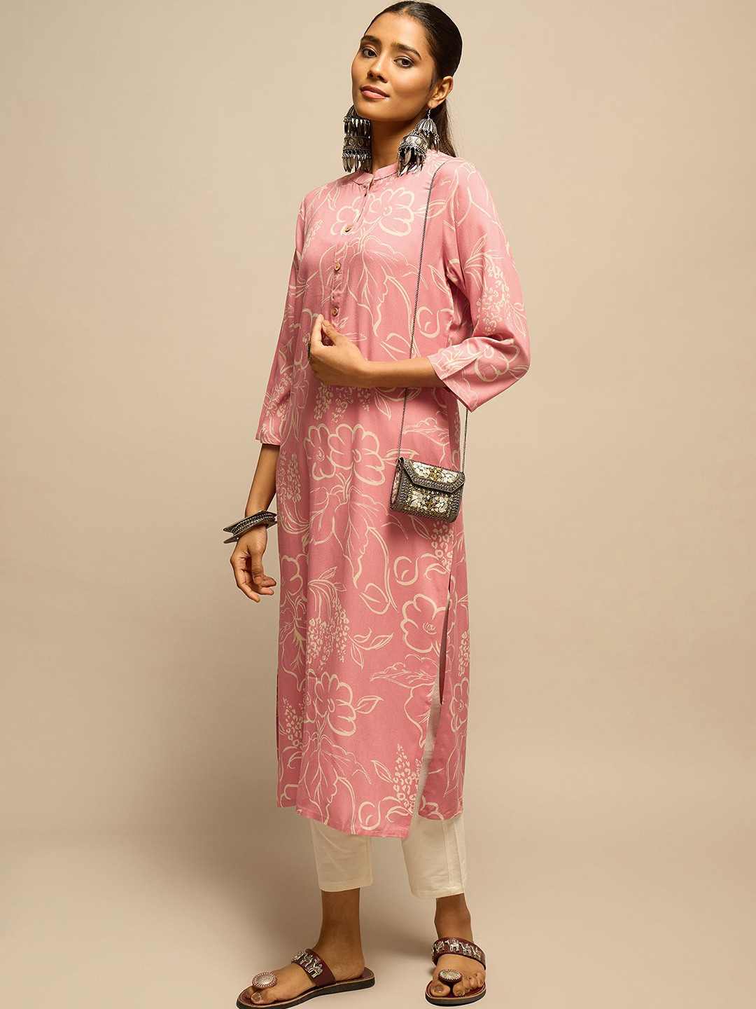 Anouk Rustic Women Floral Printed Festive Straight Kurta