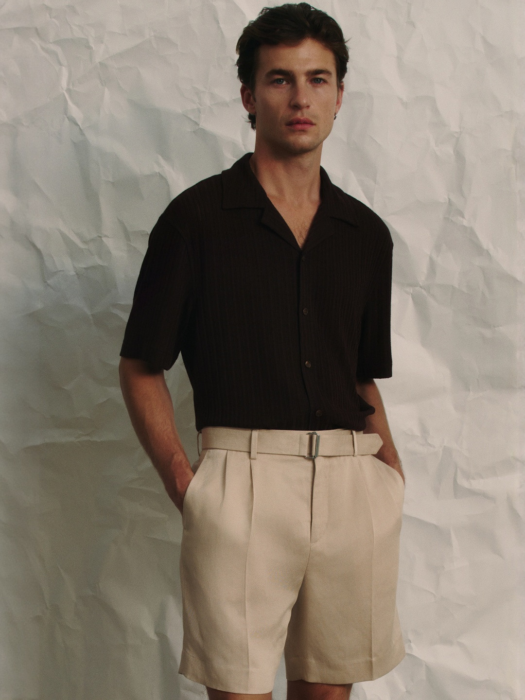 H&M Loose Fit Rib-Knit Resort Shirt