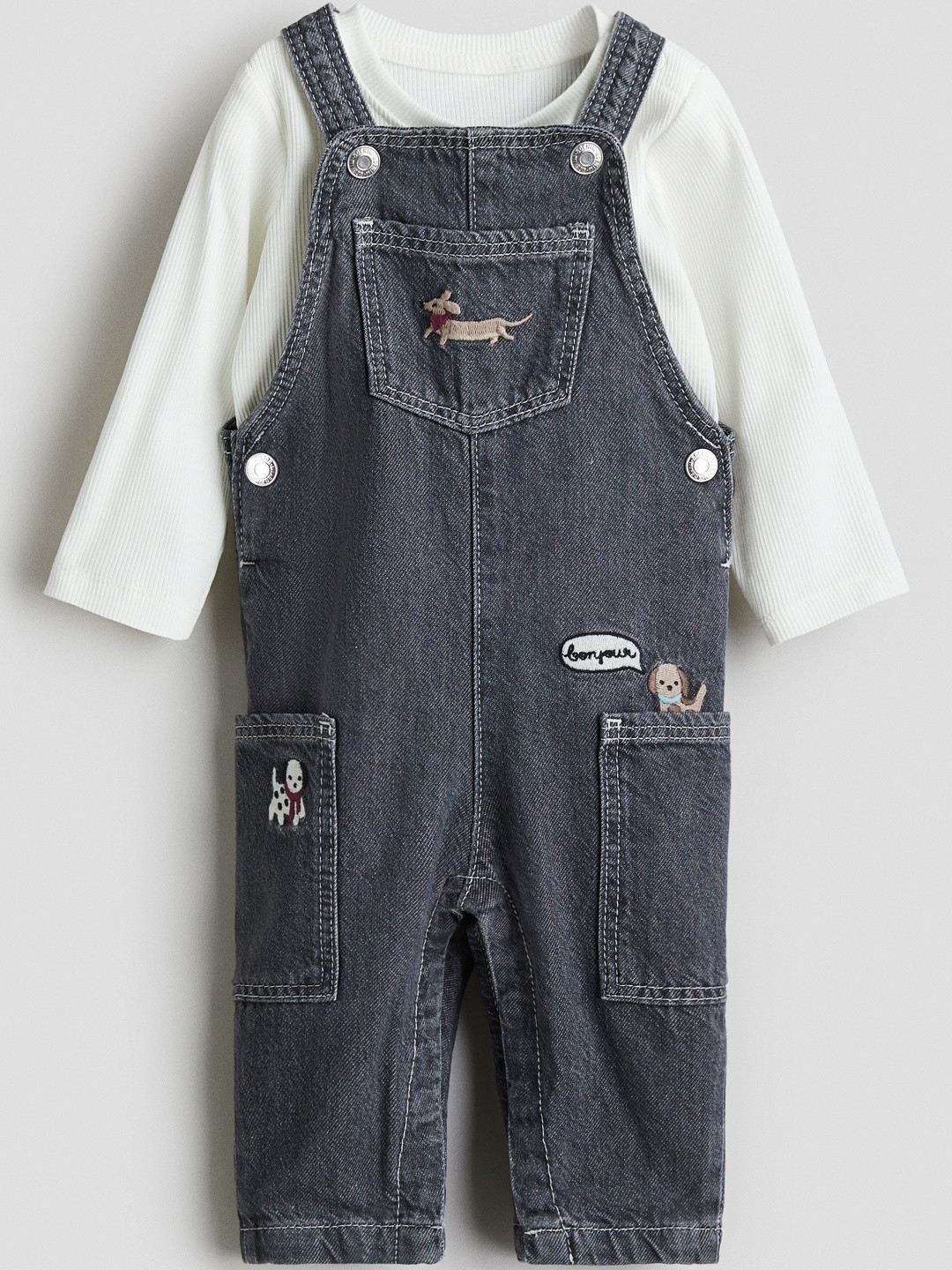 H&M Boys 2-Piece Dungarees & Top Set