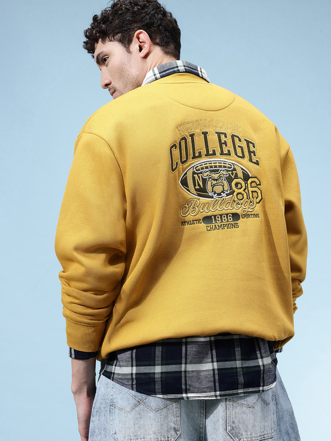 glitchez Embroidered Back Fleece Relaxed Sweatshirt