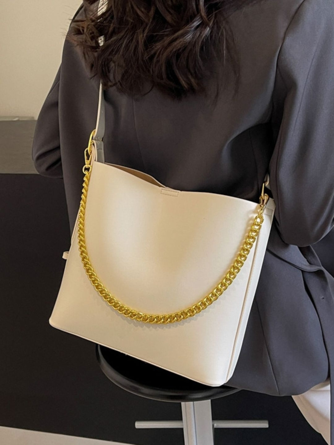 CORSICA Women White Solid Crossbody Polyester Oversized Casual Tote Bag